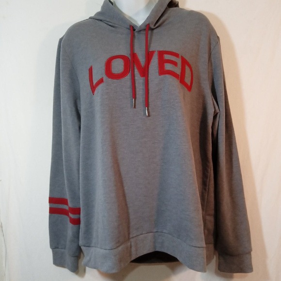 Pajama Gram Women's Hoddie Loved Size Medium Grey - Picture 1 of 11